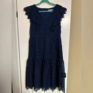 ANTONIO MELANI Navy Lace Midi Dress